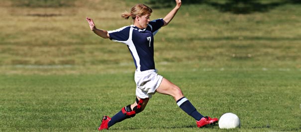 Woman playing soccer